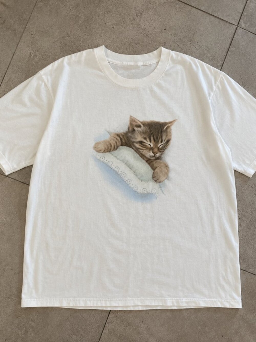 Cozy Sleeping Kitten Graphic T-Shirt